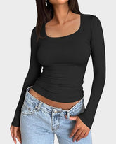 Slim-Fit Square-Neck Crop Top